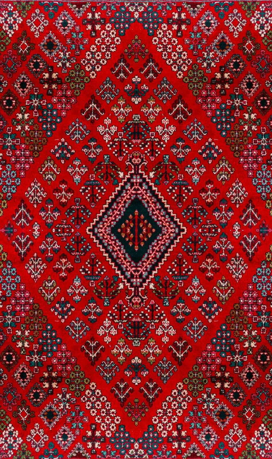 Rosenfeld, rotes Feld mit dichtem Muster, ganzes Stück
